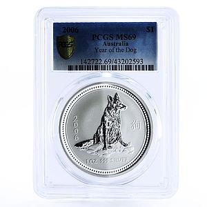 Australia 1 dollar Lunar Calendar I Year of the Dog MS69 PCGS silver coin 2006