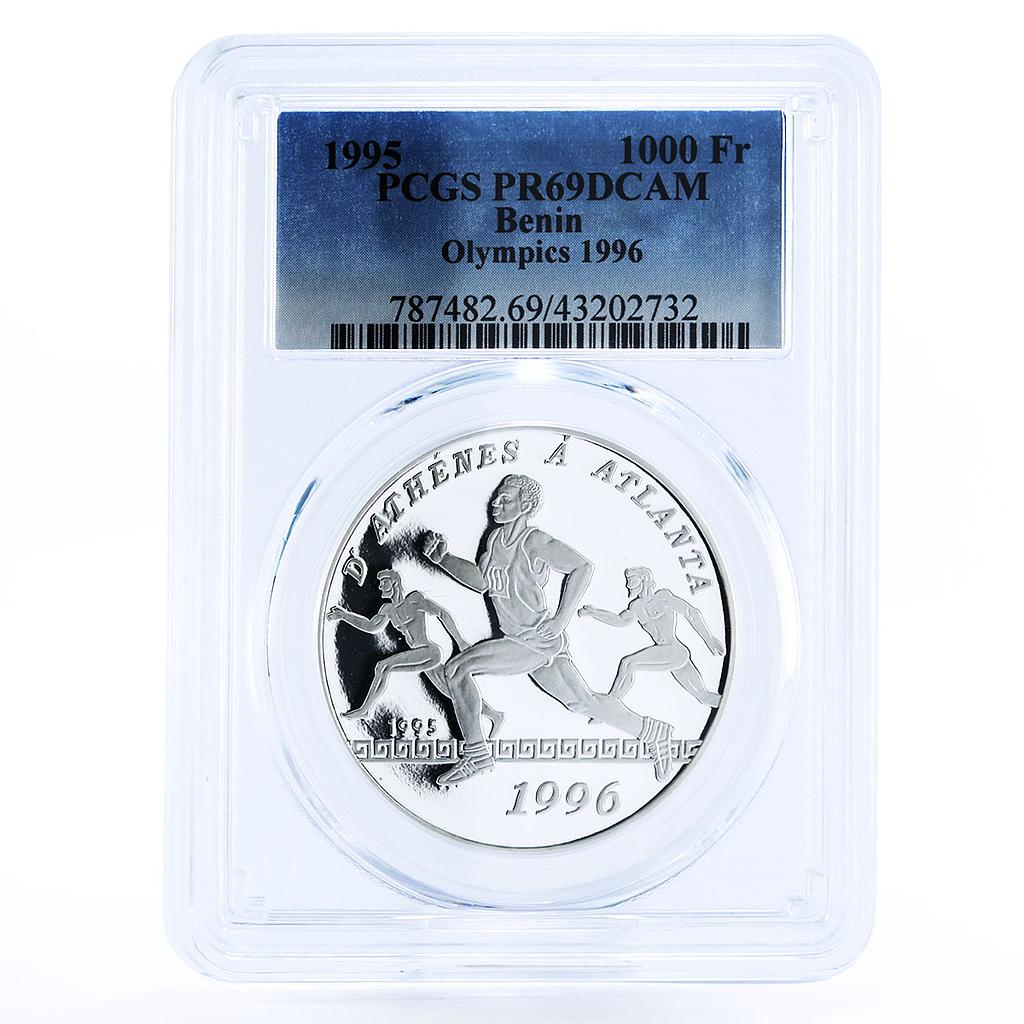 Benin 1000 francs Atlanta Olympic Games Runners PR69 PCGS silver coin 1995