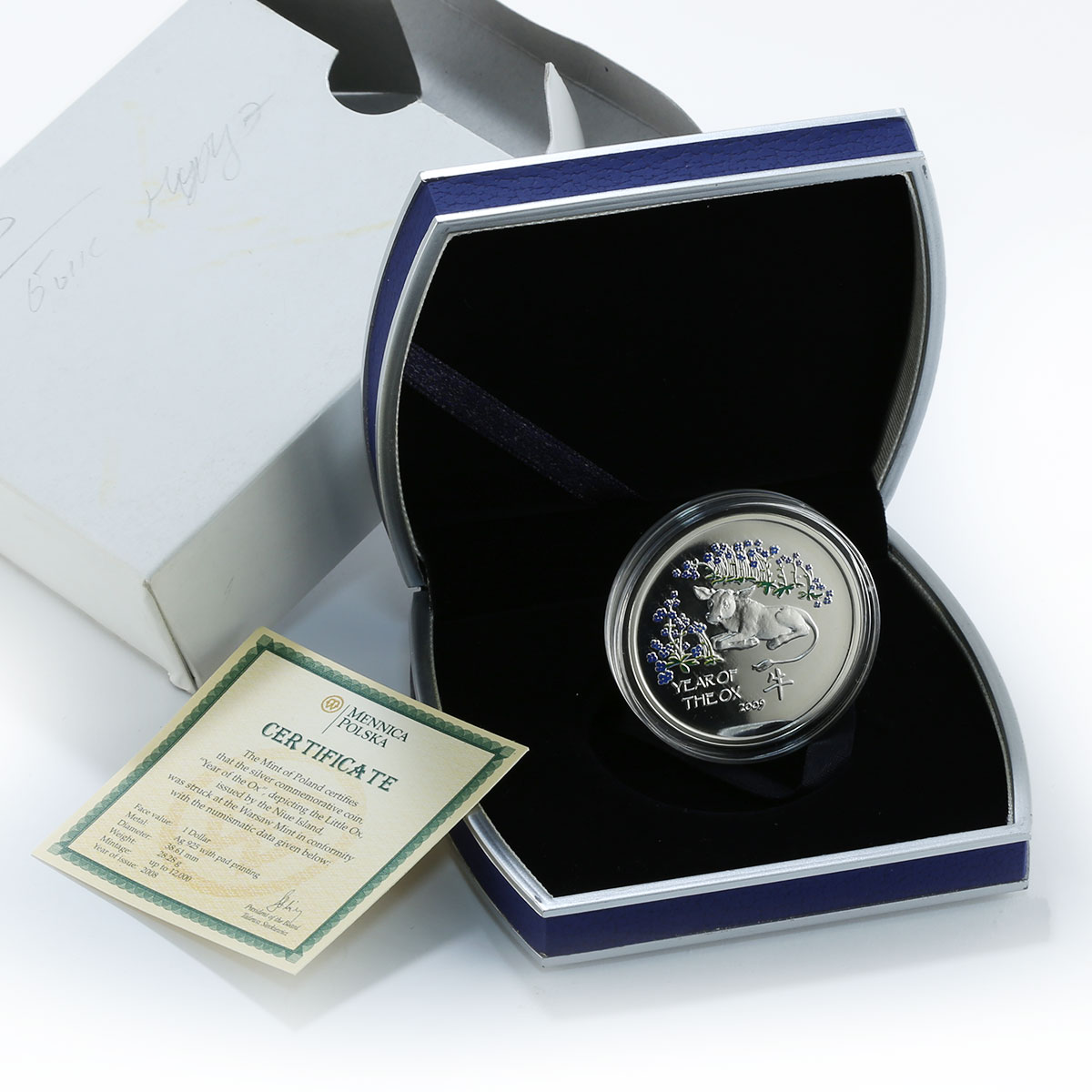 Niue 1 dollar Year of the Ox Little Ox Lunar Zodiac silver color coin 2009