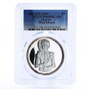 Egypt 5 pounds King Khonsu Facing PR69 PCGS proof silver coin 1994