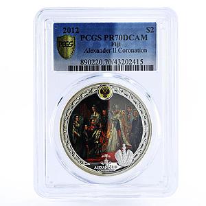 Fiji 2 dollars Coronation of Emperor Alexander II PR70 PCGS silver coin 2012