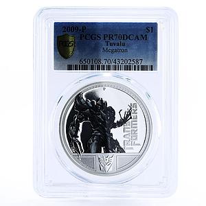 Tuvalu 1 dollar Transformers series Megatron PR70 PCGS silver coin 2009