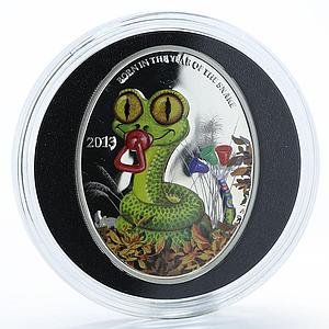 Niue 1 dollar Year of the Snake Lunar Baby Snake silver oval proof coin 2013