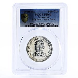 Nicaragua 500 cordobas Revolutionary Rigoberto Perez PR66 PCGS silver coin 1980