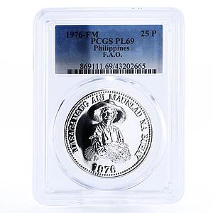 Philippines 25 piso FAO Food Day Woman Holding PL69 PCGS proof silver coin 1976