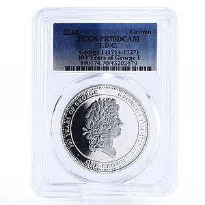 Tristan da Cunha 1 crown 300 Years of King George I PR70 PCGS silver coin 2014