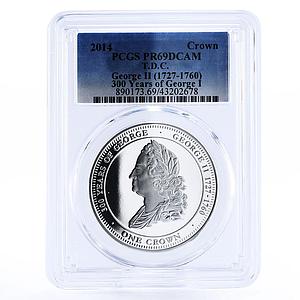 Tristan da Cunha 1 crown 300 Years of King George II PR69 PCGS silver coin 2014