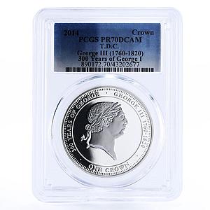 Tristan da Cunha 1 crown 300 Years of King George III PR70 PCGS silver coin 2014
