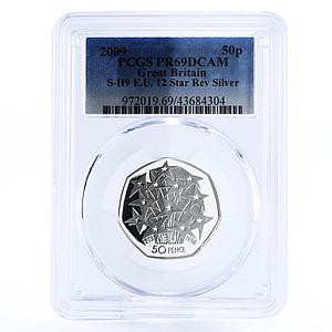Britain 50 pence European Union Stars Common Market PR69 PCGS silver coin 2009