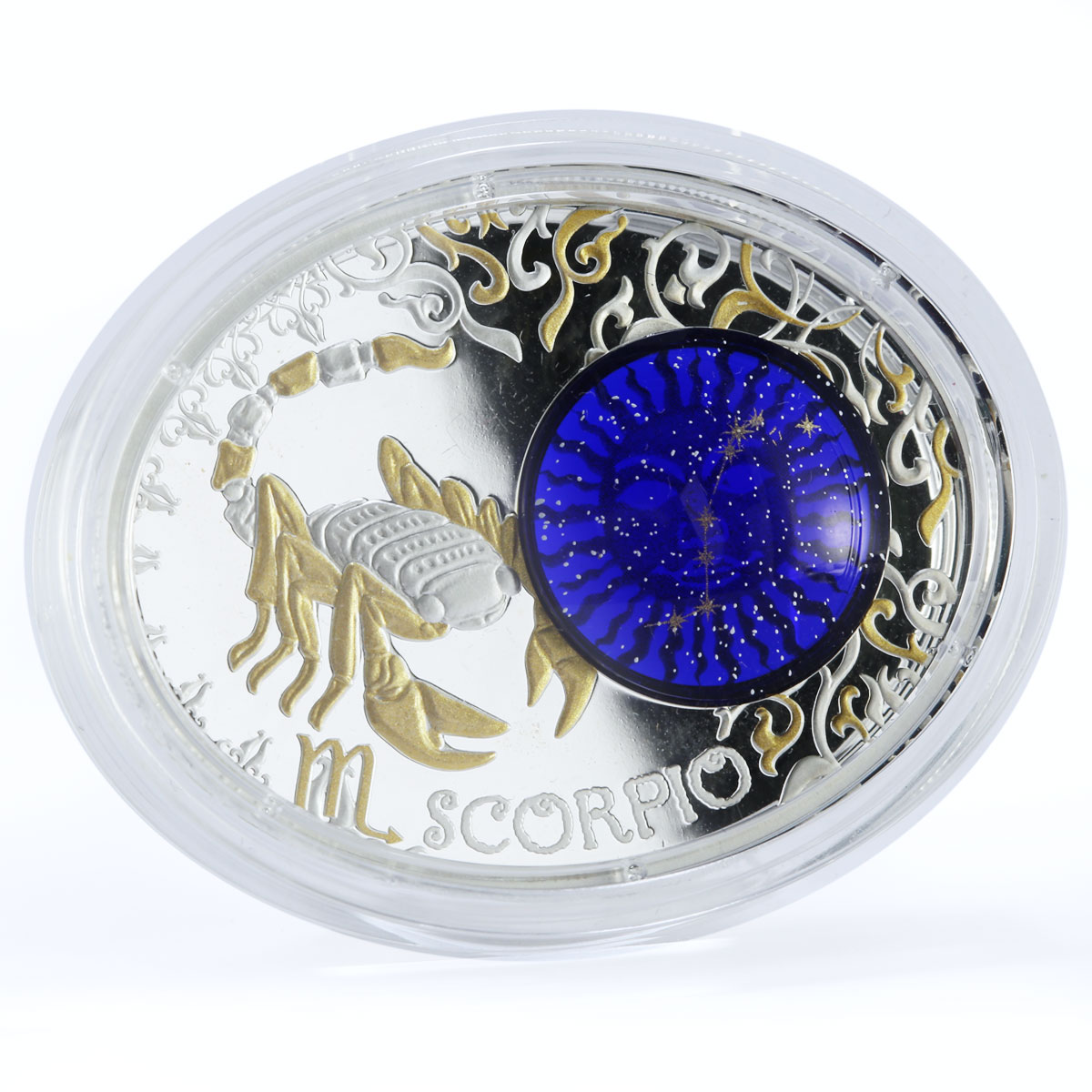 Macedonia 10 denari Zodiac Signs series Scorpio 3D silver coin 2014