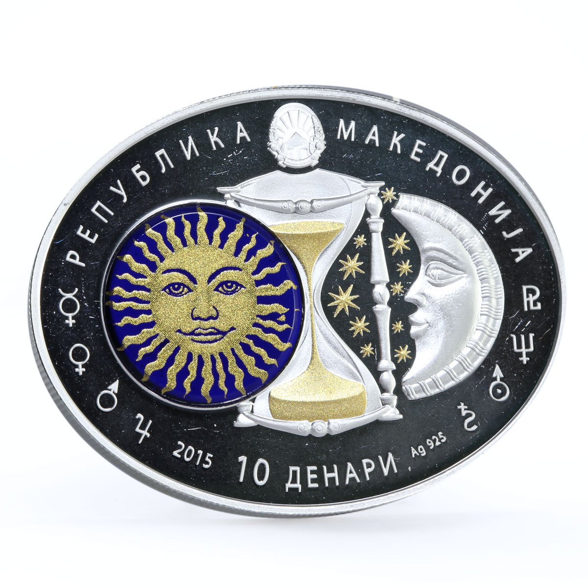 Macedonia 10 denari Zodiac Signs series Taurus 3D silver coin 2015