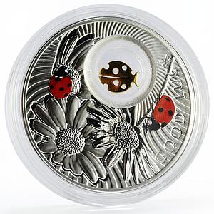 Niue 2 dollars Good Luck series Ladybug colored silver coin 2012