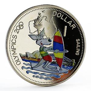 Solomon Islands 1 dollar Sydney Olympic Games Sailing colored CuNi coin 2000