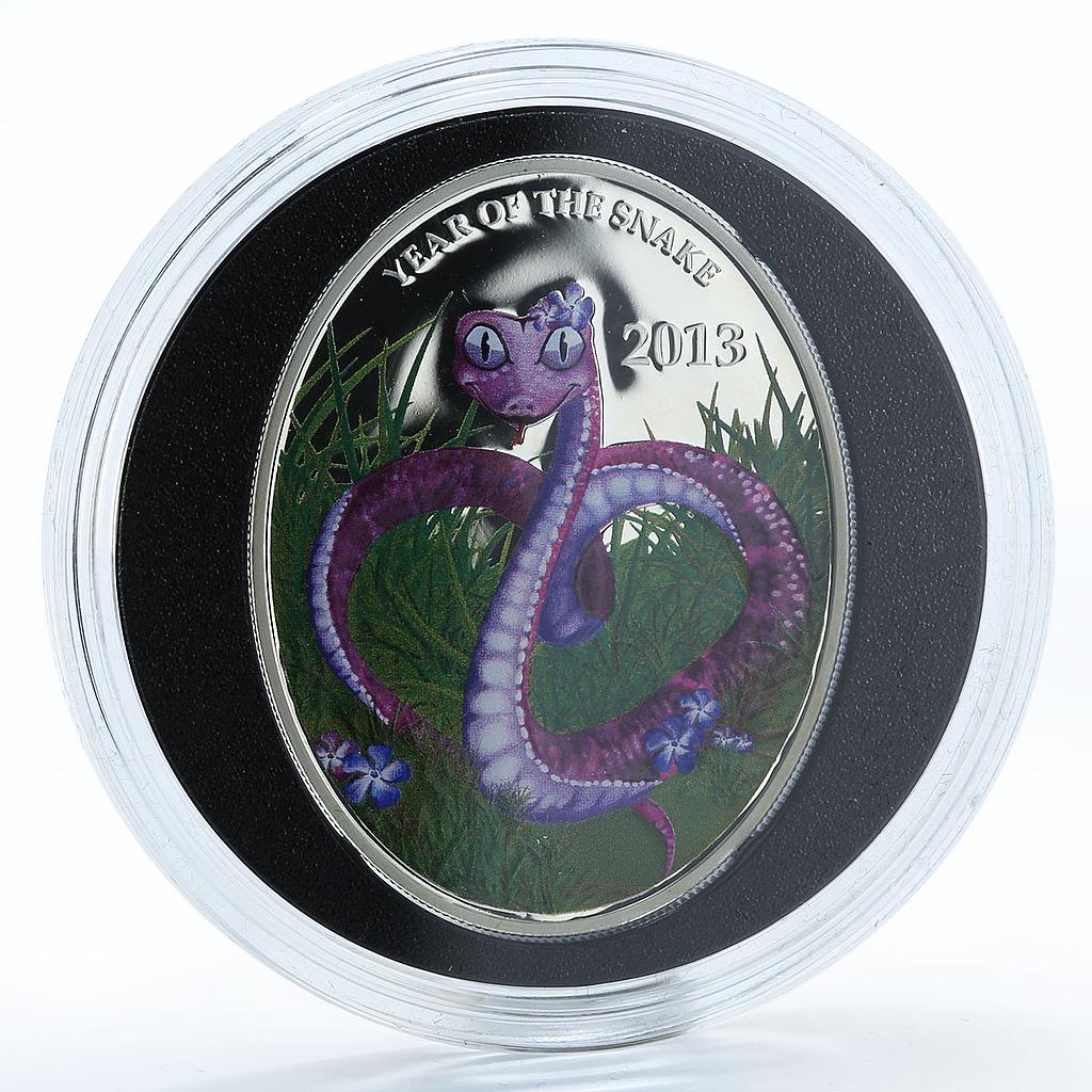 Niue 1 dollar Lunar Calendar Year of the Snake Love colored silver coin 2013