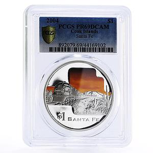 Cook Islands 1 dollar Santa Fe Train Railway Railroad PR69 PCGS silver coin 2004