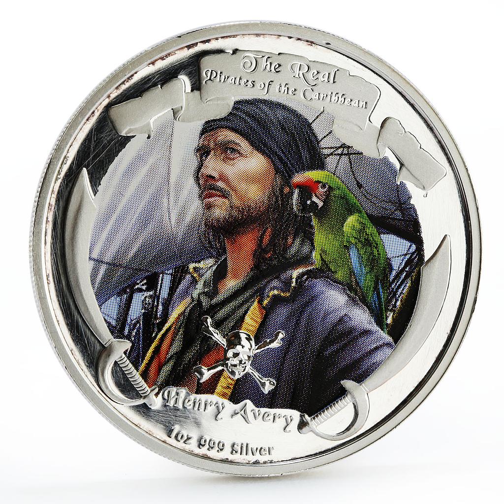 Niue 2 dollars Pirates of the Caribbean Henry Avery colored silver coin 2011