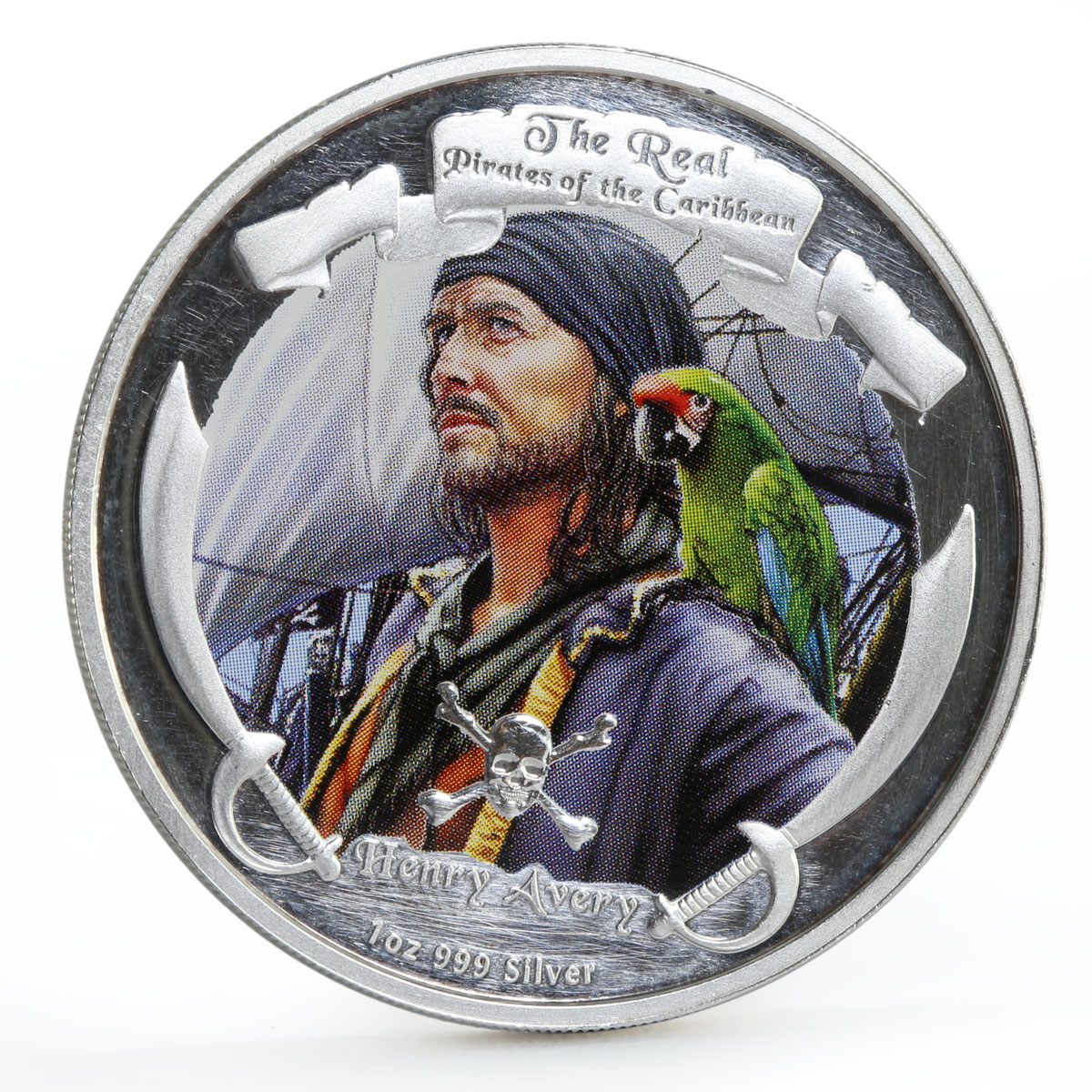 Niue 2 dollars Pirates of the Caribbean Henry Avery colored silver coin 2011