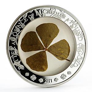 Palau 5 dollars Ounce of Luck series Four Leaf Clover proof silver coin 2011
