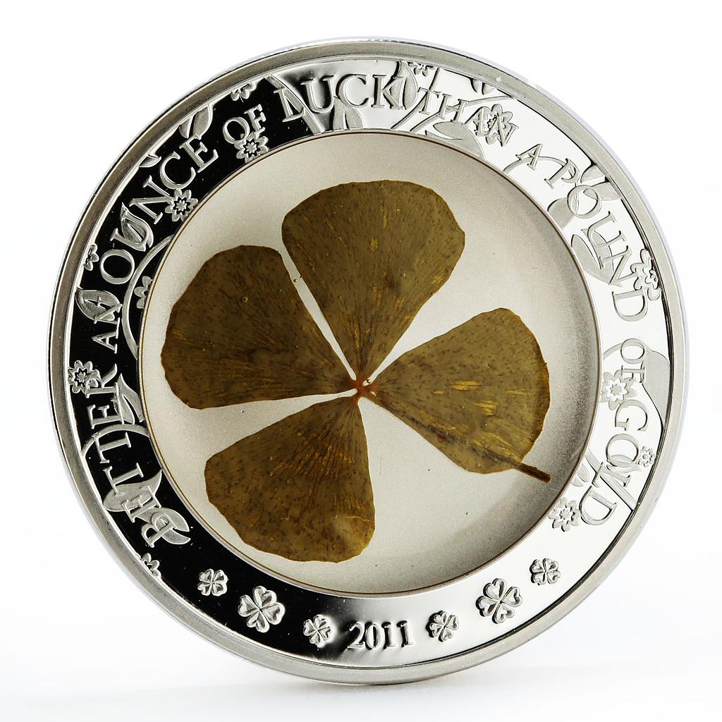 Palau 5 dollars Lucky Ounce Good Luck Clover Leaf colored proof silver coin 2011