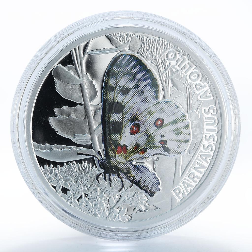 Niue 1 dollar Butterflies Parnassius Appolo Butterfly Fauna silver coin 2010