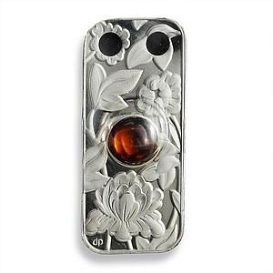 Niue 1 dollar silver bar rectangular coin with Amber 2011