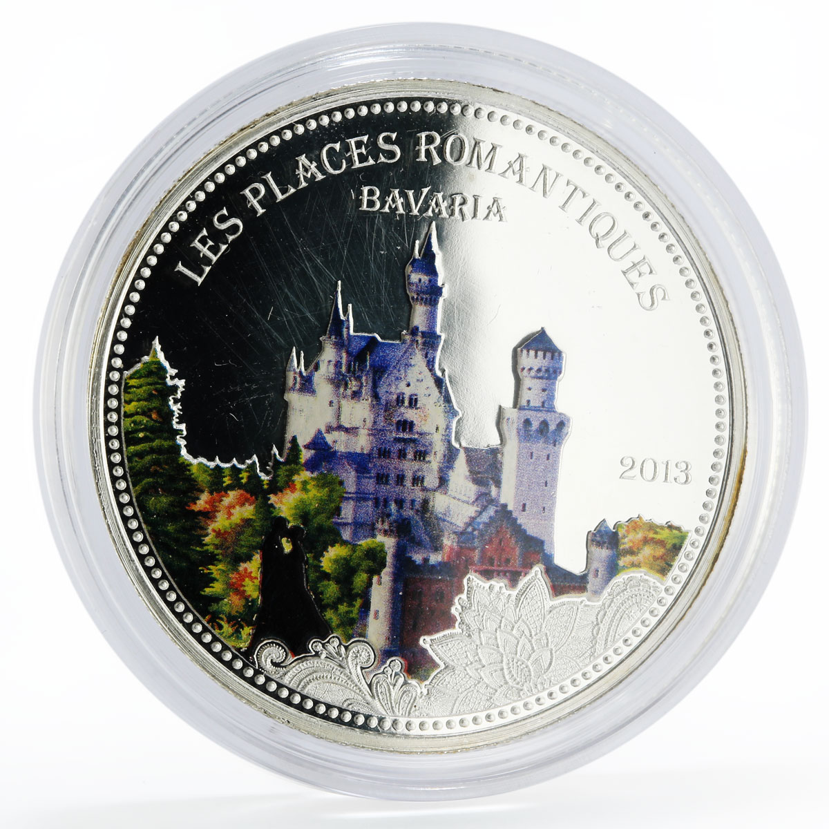 Benin 1000 francs Romantic Places Bavaria colored silver coin 2013