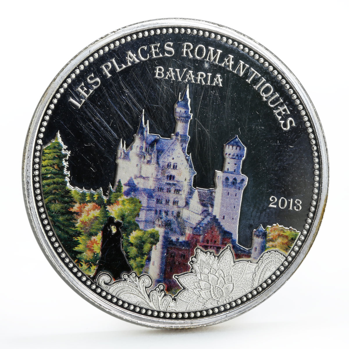 Benin 1000 francs Romantic Places Bavaria colored silver coin 2013