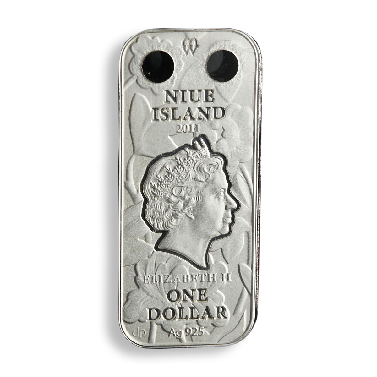 Niue 1 dollar silver bar rectangular coin with Amber 2011
