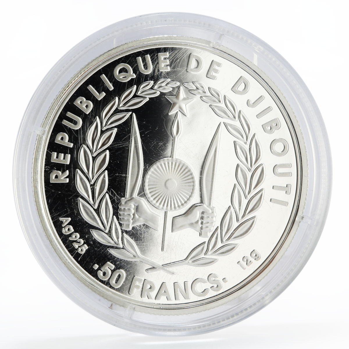 Djibouti 50 francs Tour de France Cycling White Jersey colored silver coin 2018