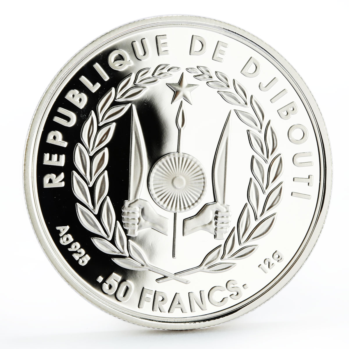 Djibouti 50 francs Tour de France Cycling Green Jersey colored silver coin 2018