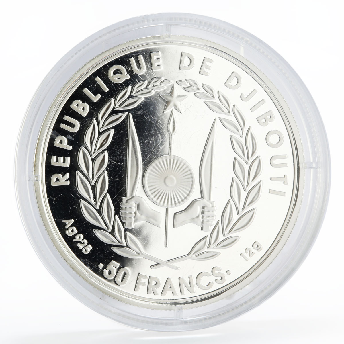 Djibouti 50 francs Tour de France Cycling Green Jersey colored silver coin 2018