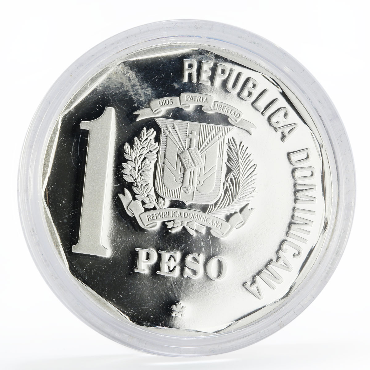 Dominican Republic 1 peso Discovery of America Ship piedfort silver coin 1989