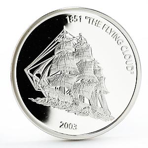 Liberia 10 dollars Seafaring The Flying Ship Cloud Clipper silver coin 2003