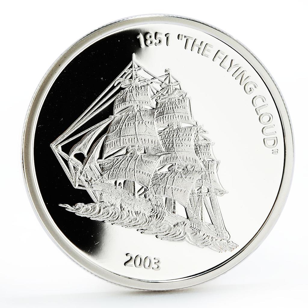 Liberia 10 dollars Seafaring Flying Cloud Ship Clipper silver coin 2003