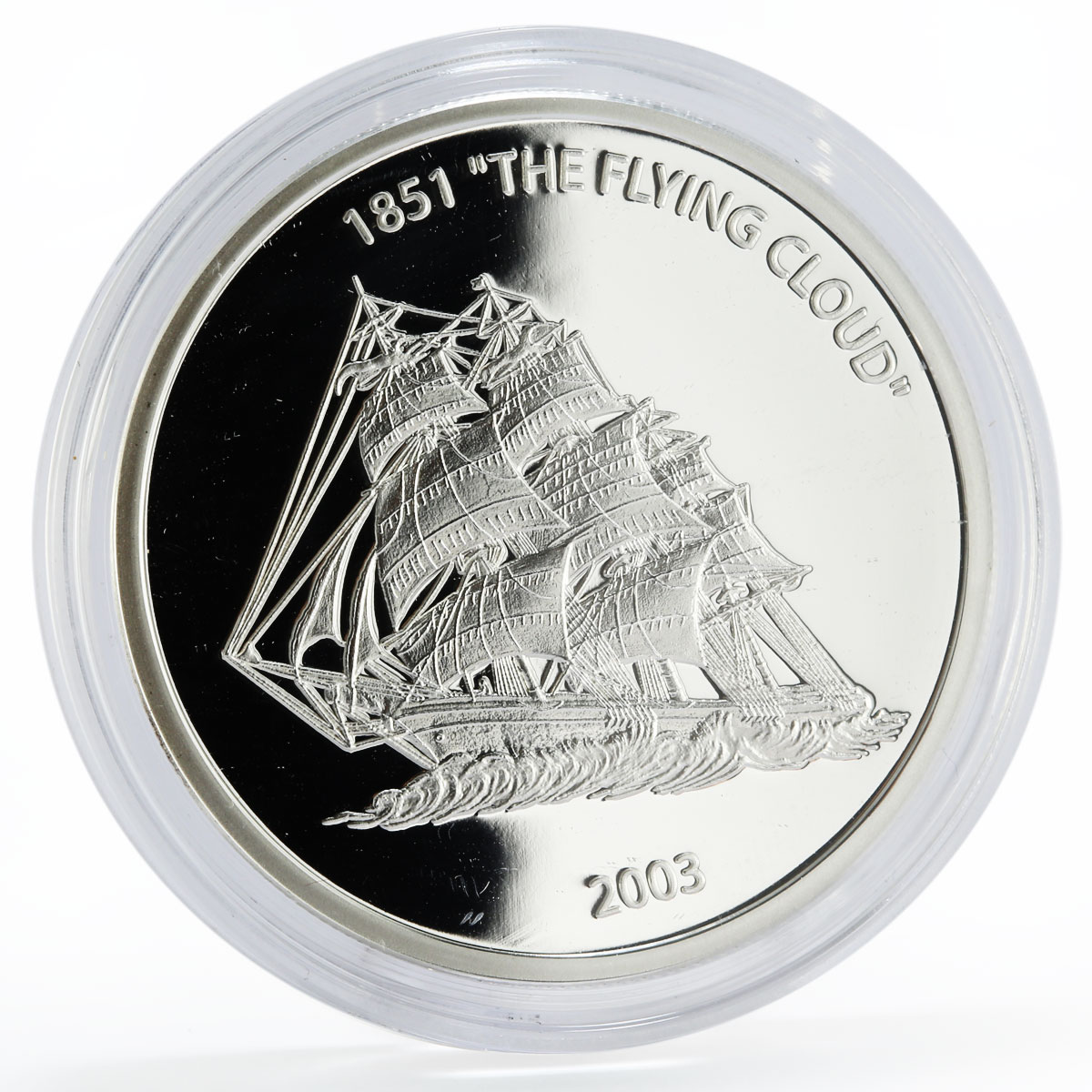 Liberia 10 dollars Seafaring The Flying Ship Cloud Clipper silver coin 2003