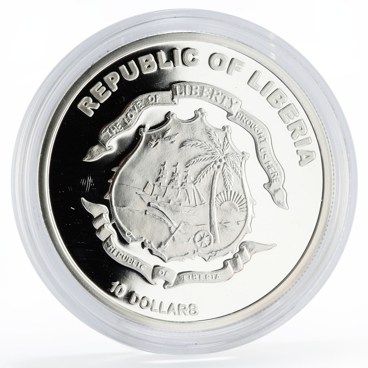 Liberia 10 dollars Seafaring The Flying Ship Cloud Clipper silver coin 2003