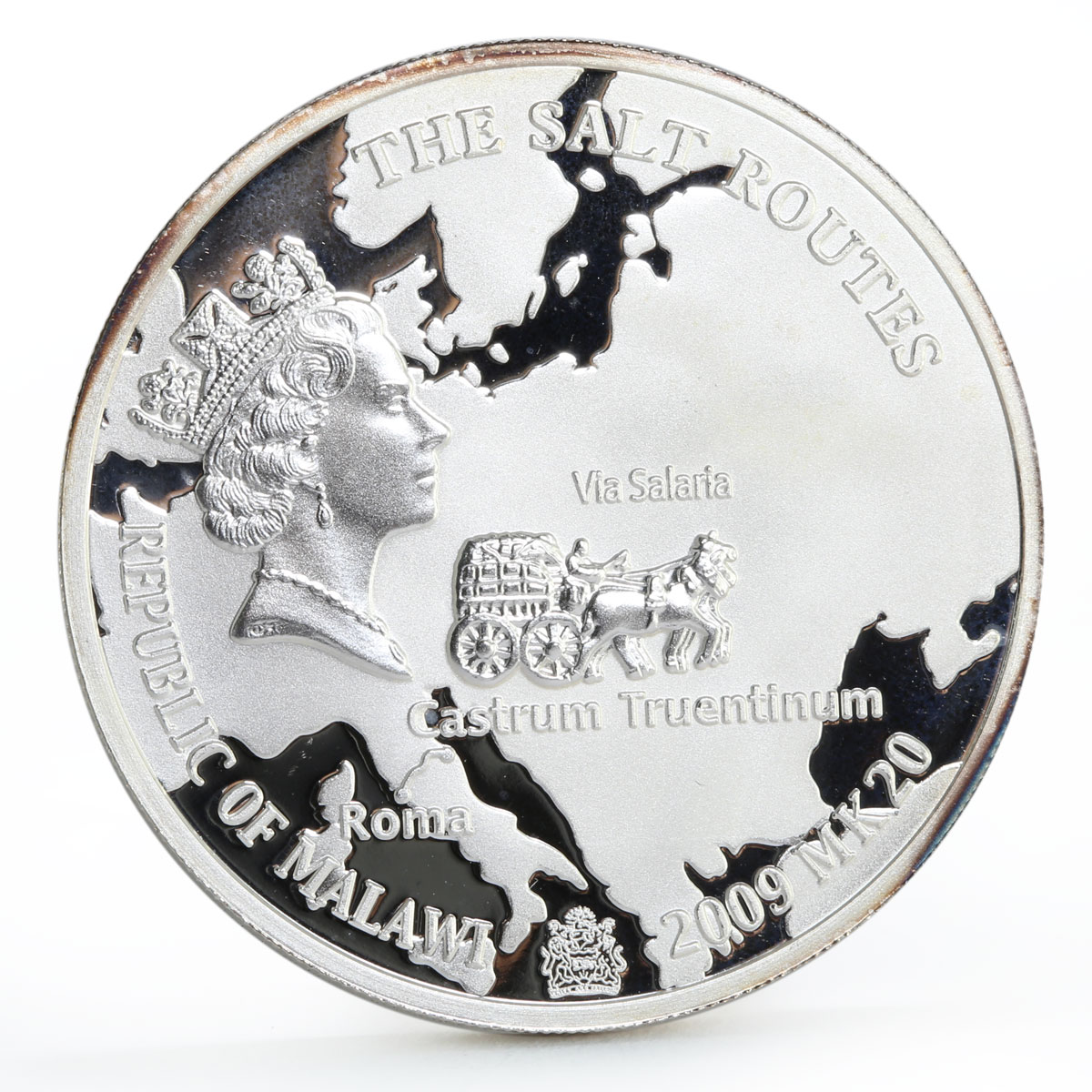 Malawi 20 kwacha The Salt Routes Krakow Wroclaw Way Map silver coin 2010