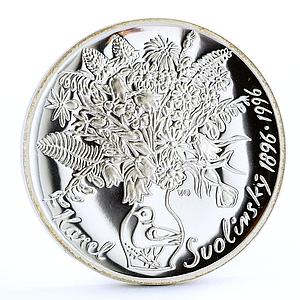 Czech Republic 200 korun Painter Karel Svolinsky Flowers Art silver coin 1996