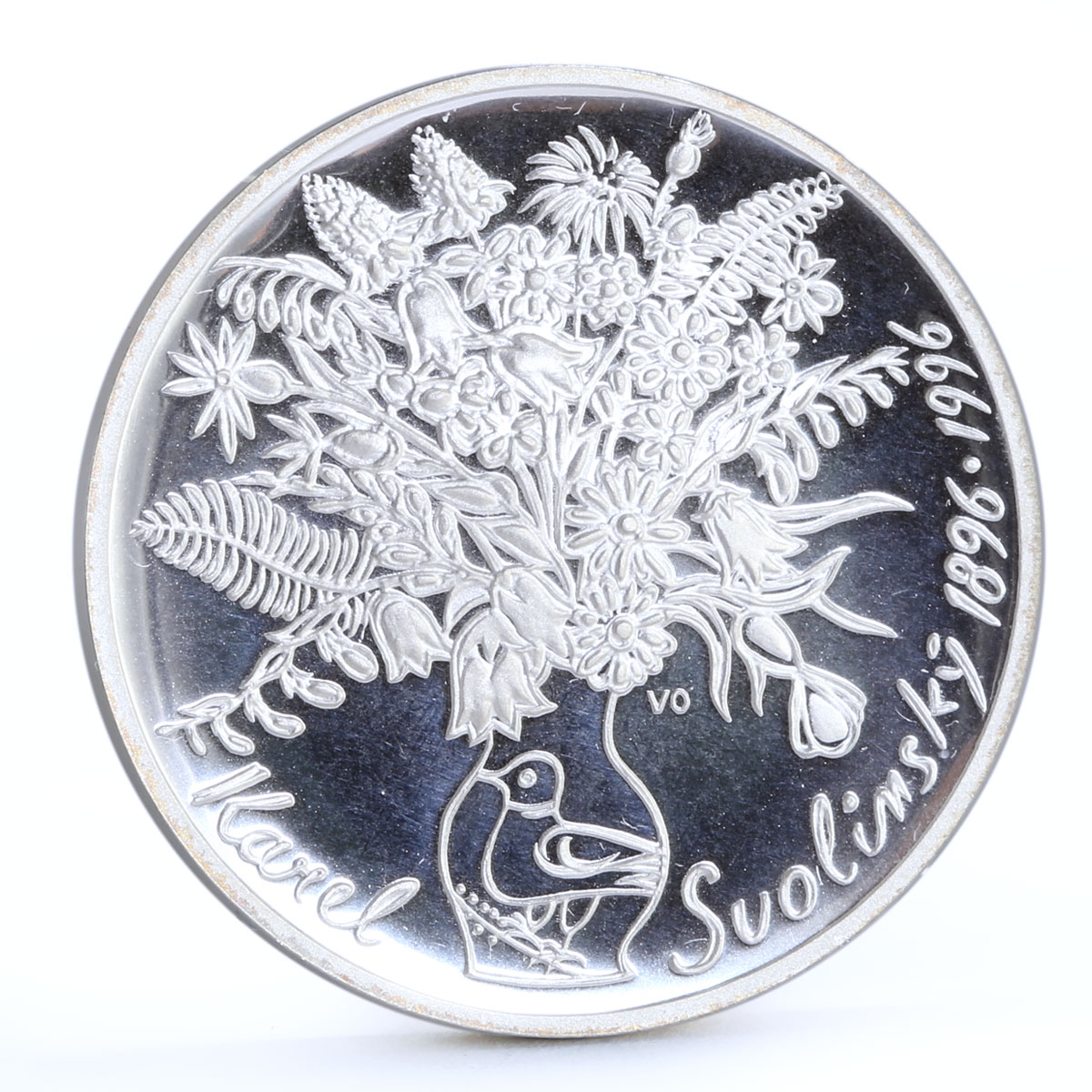 Czech Republic 200 korun Painter Karel Svolinsky Flowers Art silver coin 1996