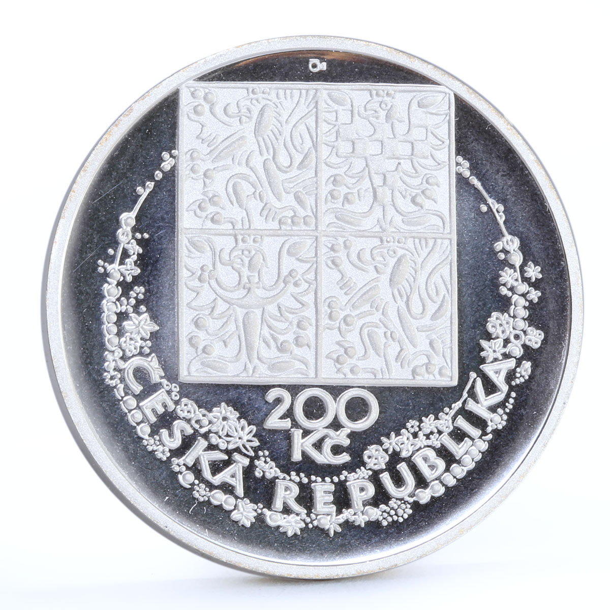 Czech Republic 200 korun Painter Karel Svolinsky Flowers Art silver coin 1996
