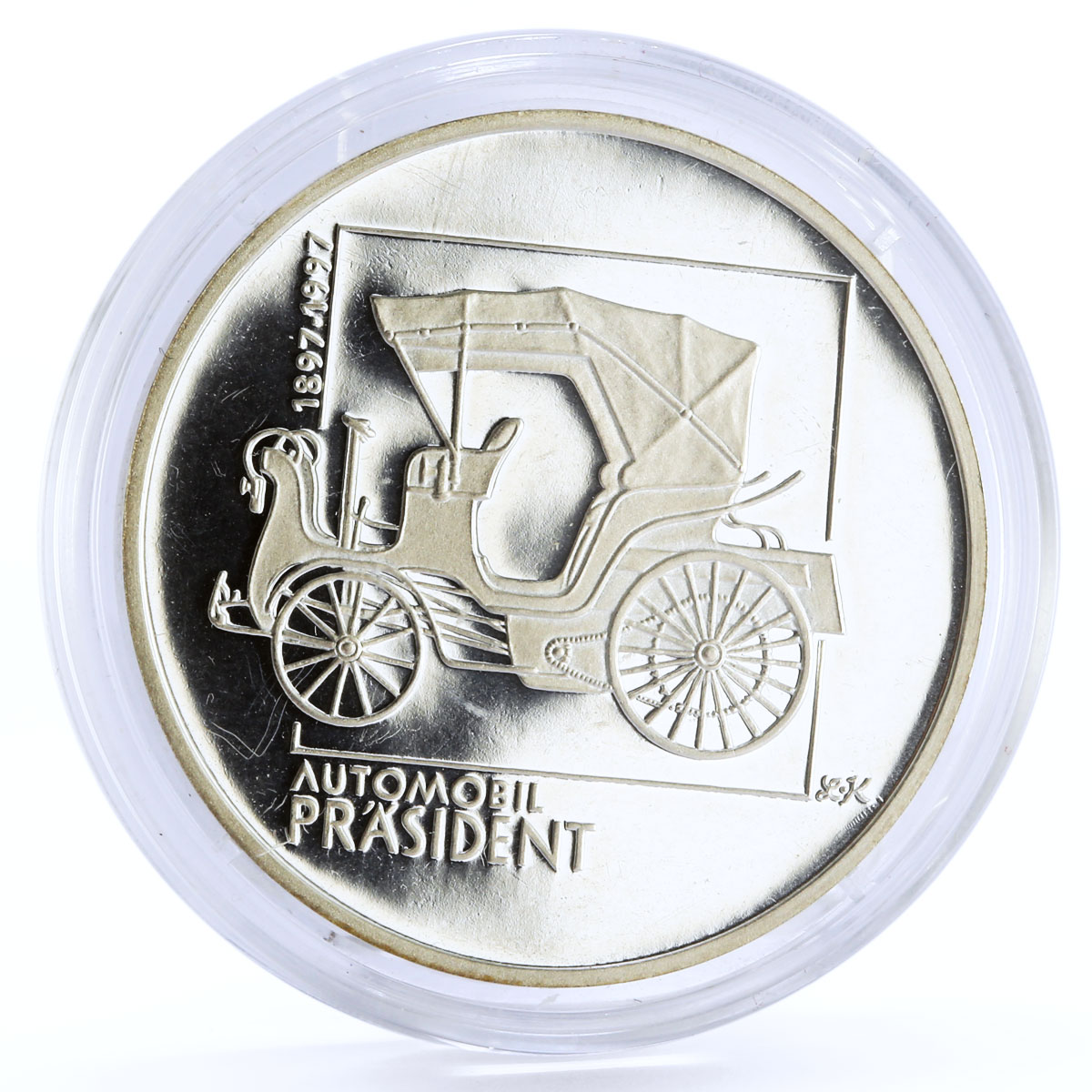 Czech Republic 200 korun Old Cars Retro Auto President proof silver coin 1997