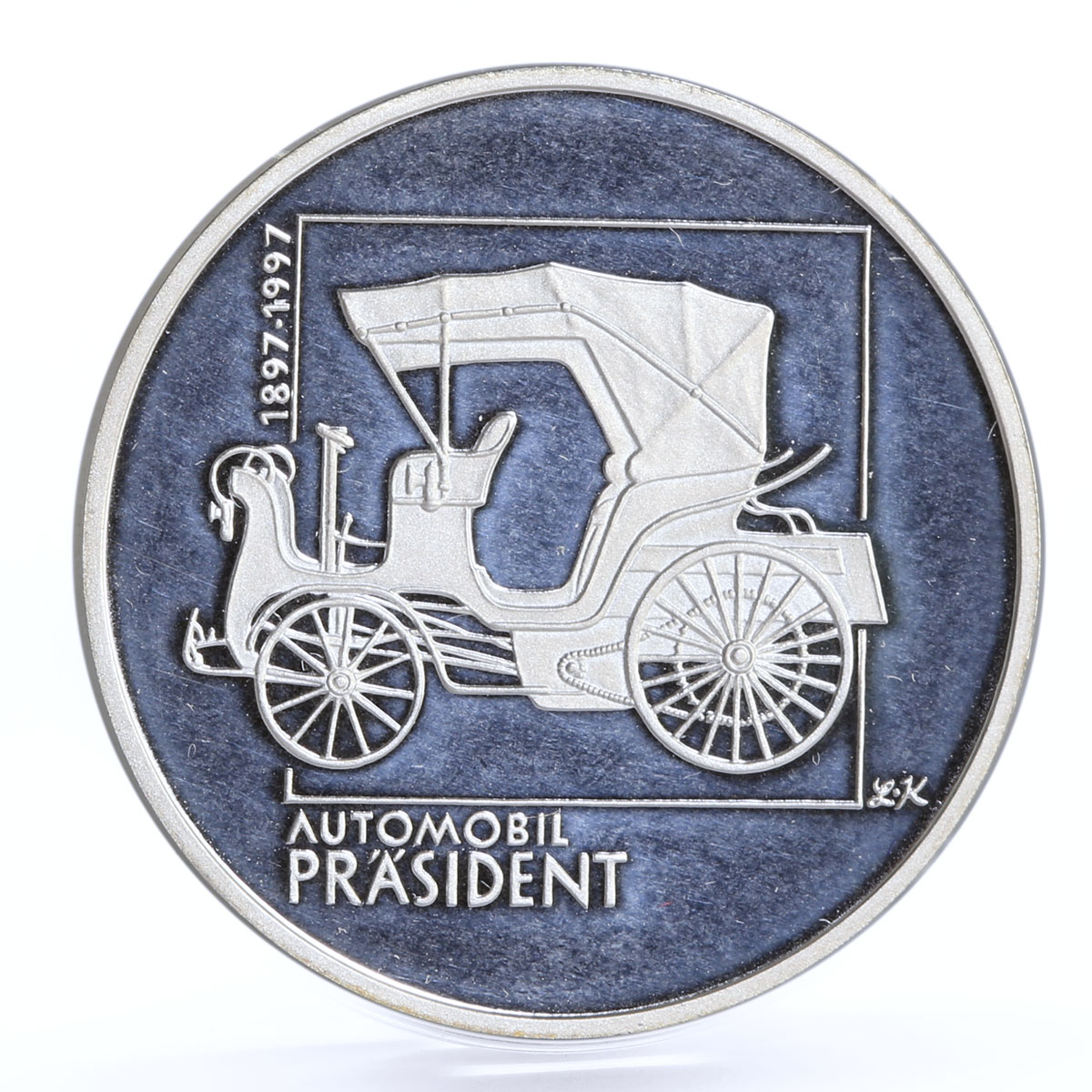 Czech Republic 200 korun Old Cars Retro Auto President proof silver coin 1997