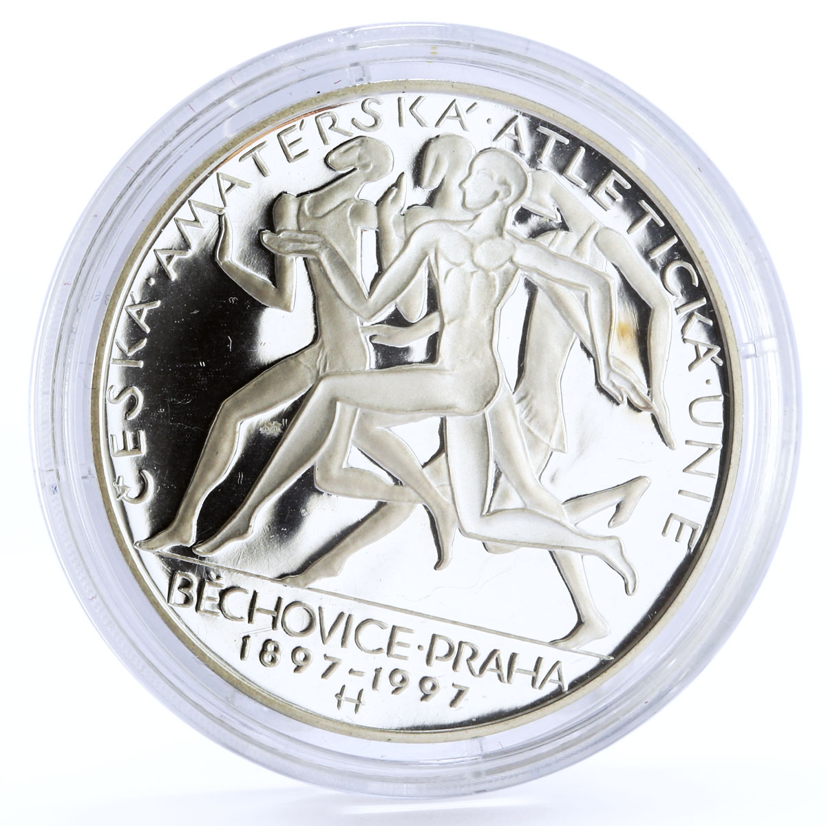 Czech Republic 200 korun Amateur Athletic Union Runners proof silver coin 1997