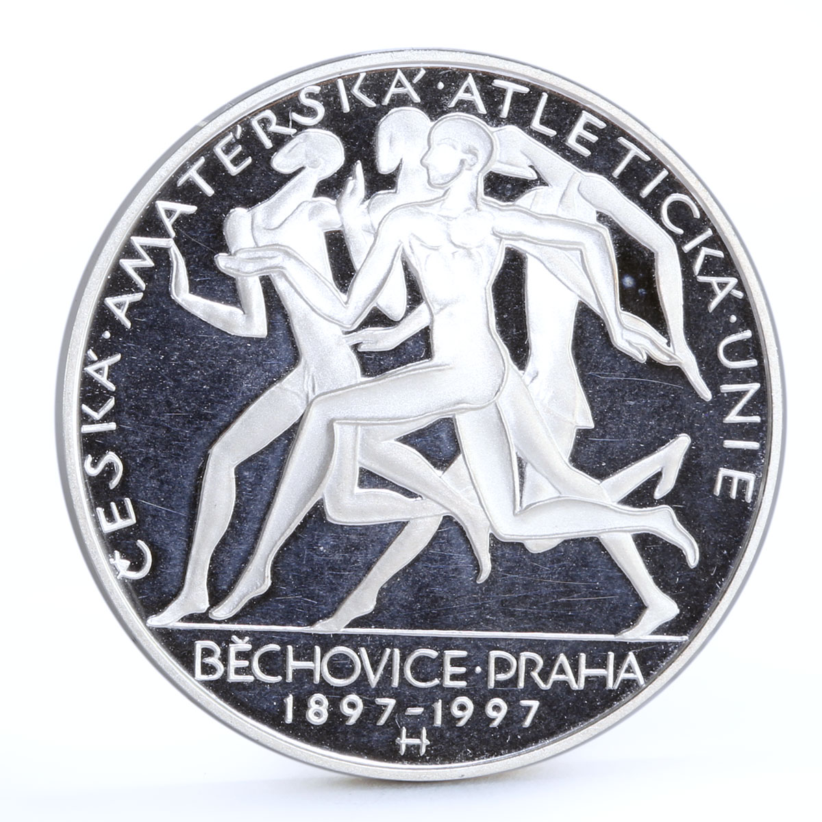 Czech Republic 200 korun Amateur Athletic Union Runners proof silver coin 1997