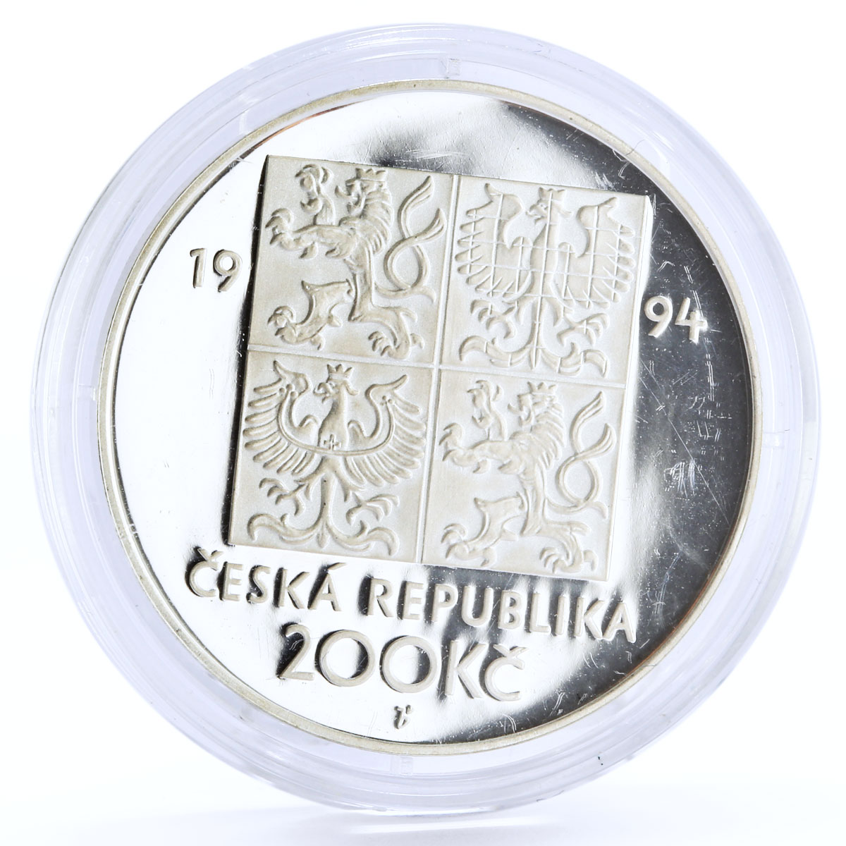 Czech Republic 200 korun Endangered Wildlife The Vitruvian Man silver coin 1994