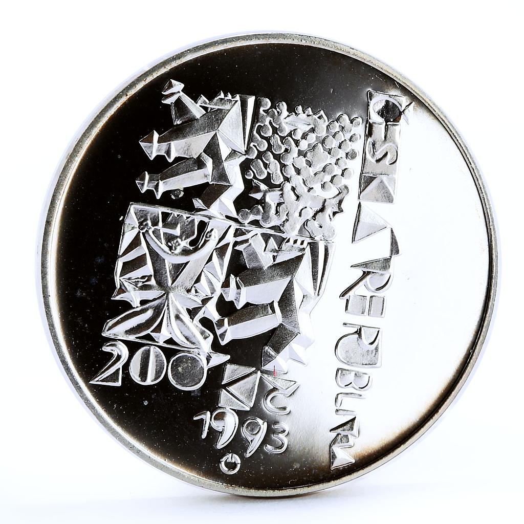 Czech Republic 200 korun First Anniversary of Constitution silver coin 1993
