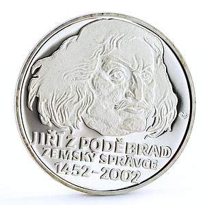Czech Republic 200 korun King Jiri from Podebrad Portrait proof silver coin 2002