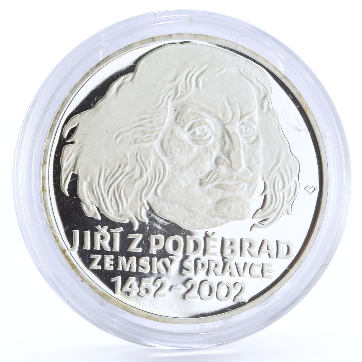 Czech Republic 200 korun King Jiri from Podebrad Portrait proof silver coin 2002