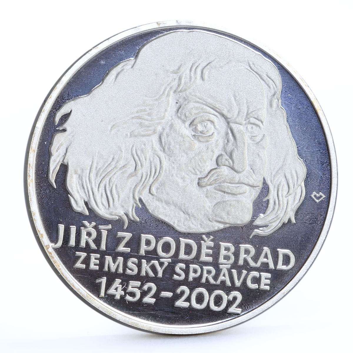 Czech Republic 200 korun King Jiri from Podebrad Portrait proof silver coin 2002