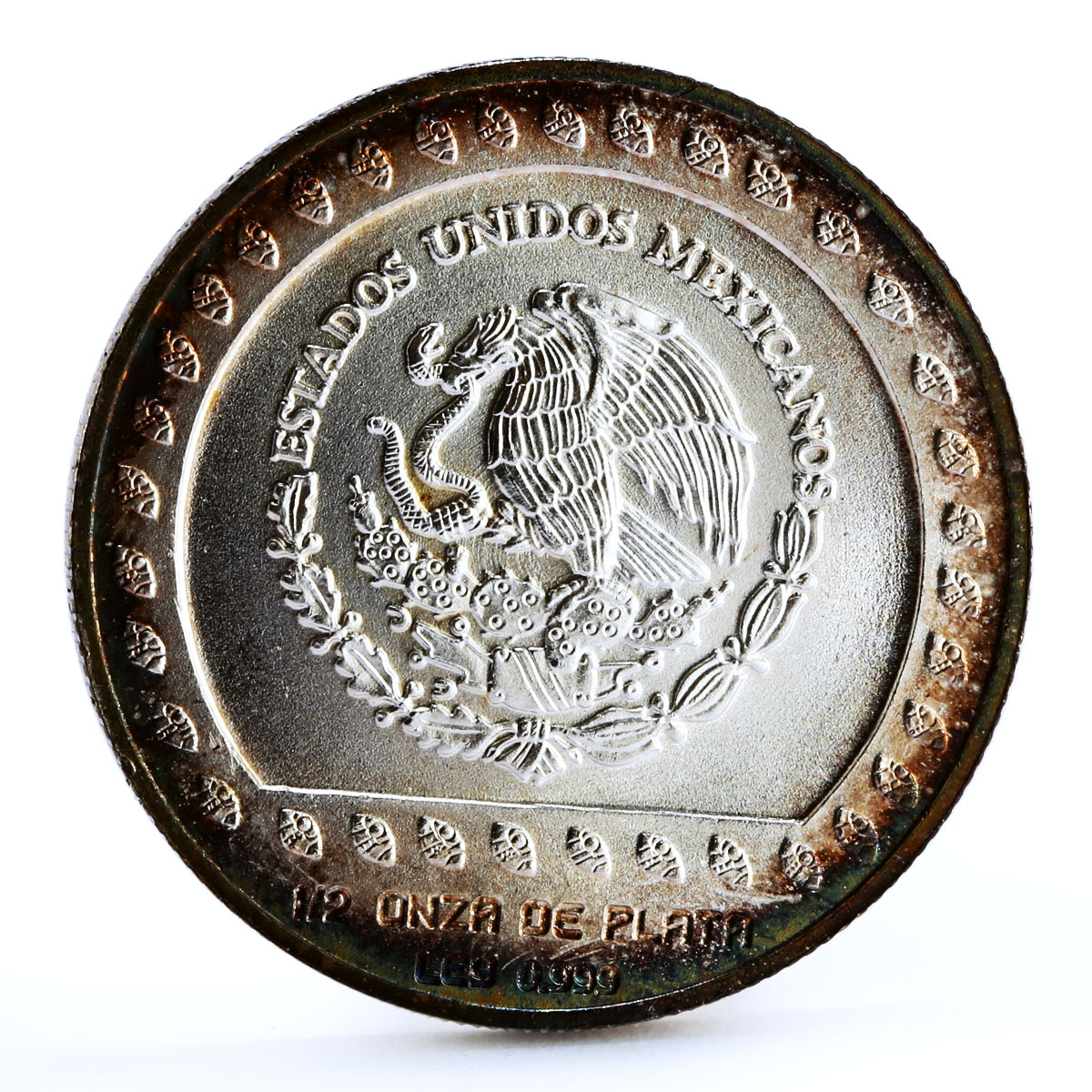 Mexico 50 pesos Guererro Aguila The Eagle Warrior silver coin 1992